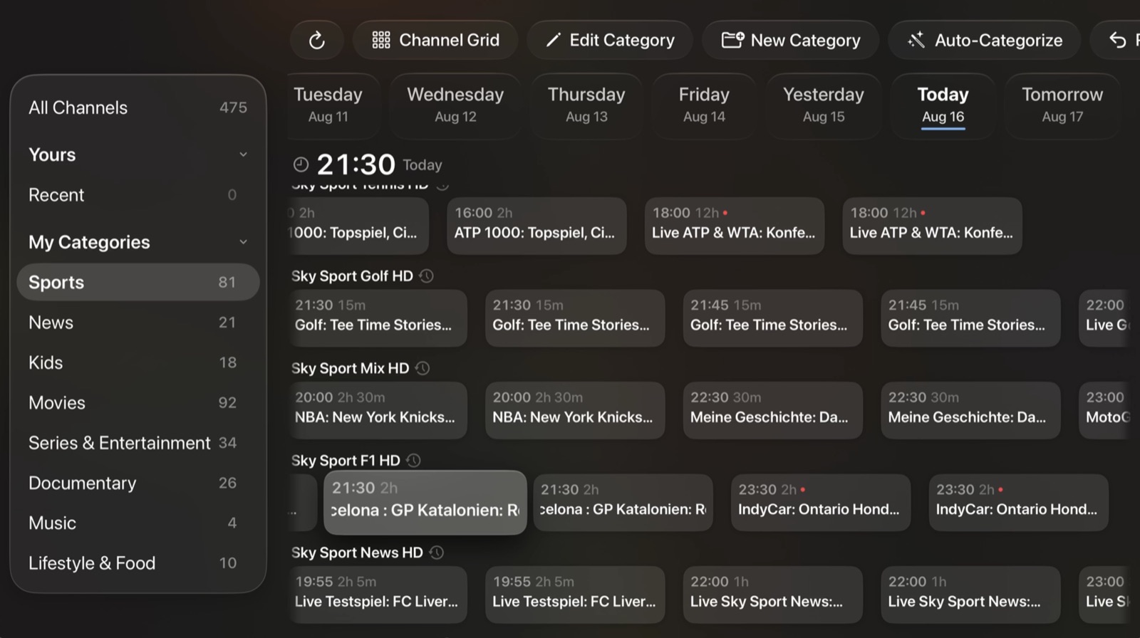 A programme guide, not a channel list