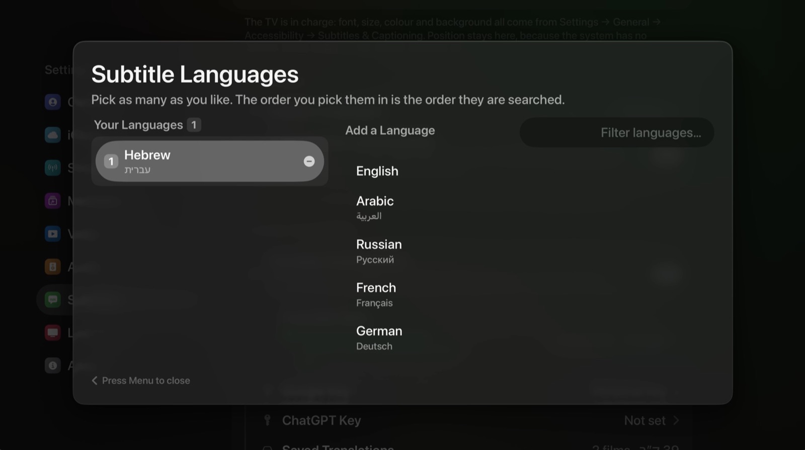 Subtitles in the order you want them